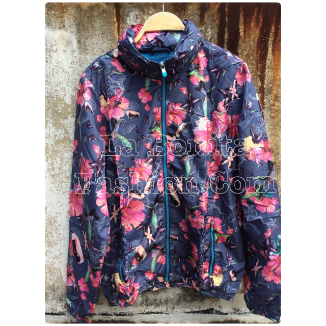 เสื้อแจ็คเก็ตผ้าร่มลายดอกสีสดใส เสื้อแจ็คเก็ตมีฮู้ด ( ฮู้ดถอดได้ค่ะ) เสื้อแจ็คเก็ตผู้หญิง
