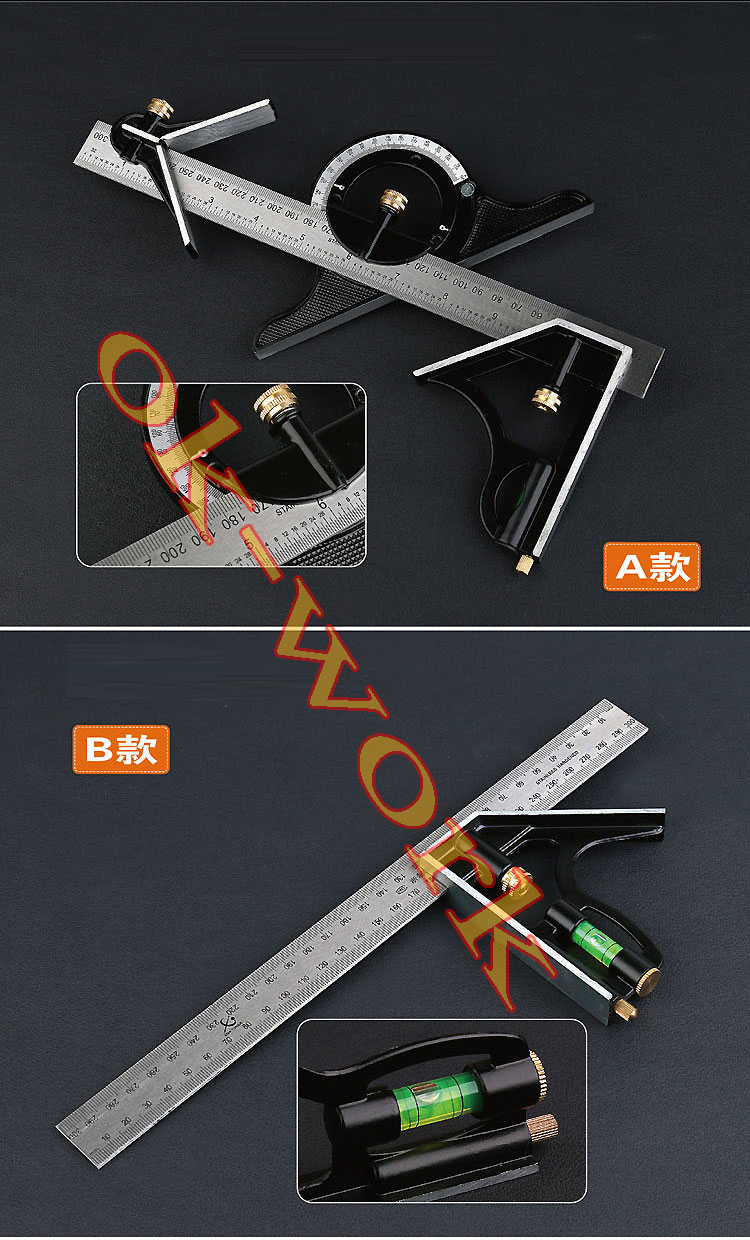 R04 ไม้บรรทัดอเนกประสงค์ วัด มุม วัดองศา วัดฉาก หาศูนย์กลาง ระดับน้ำ