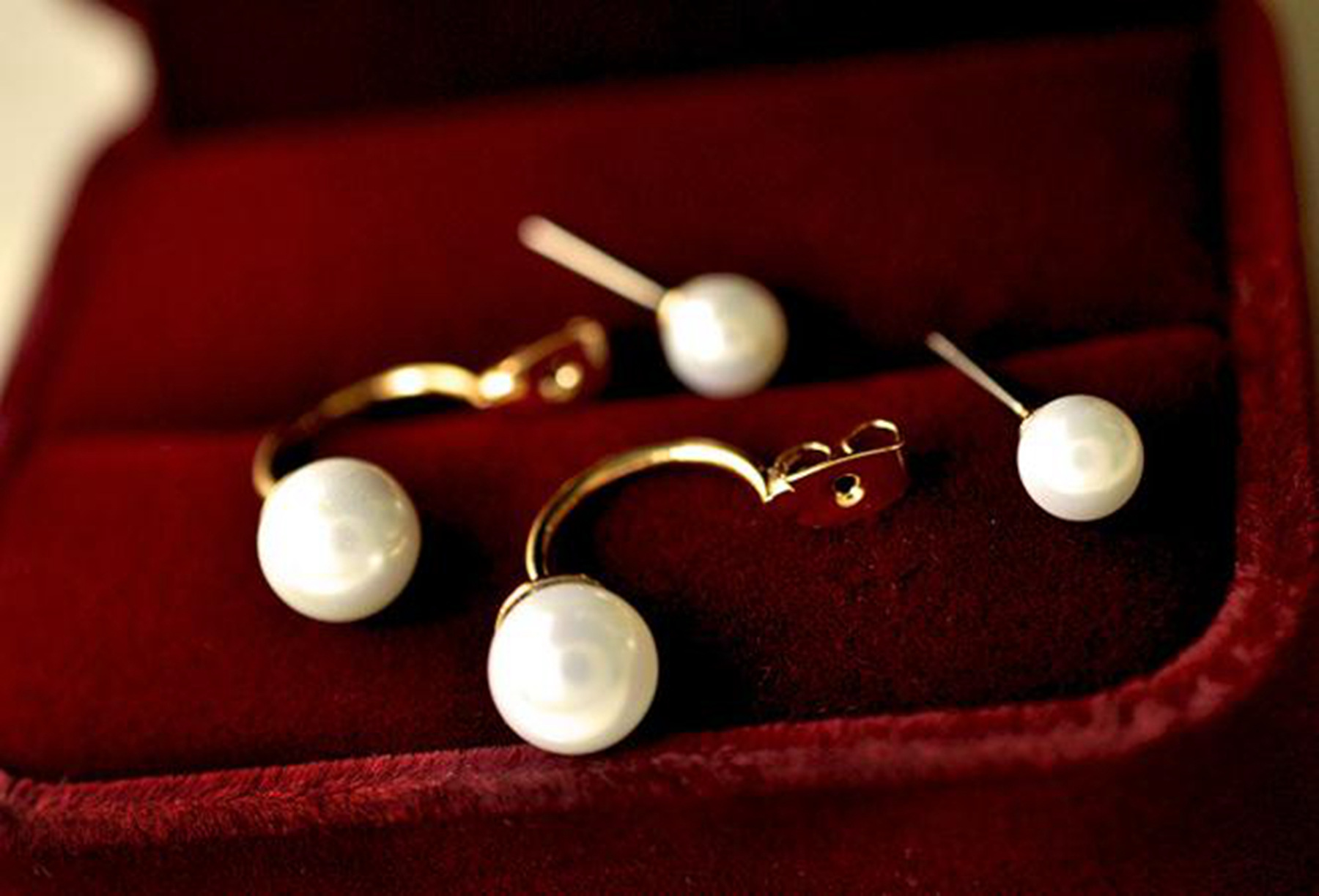 Best Seller แนะนำคร้า!!! ต่างหูสำหรับผิวแพ้ง่าย Double Pearl ต่างหูมุกสีขาว ใส่ได้ 2 แบบ_ET126