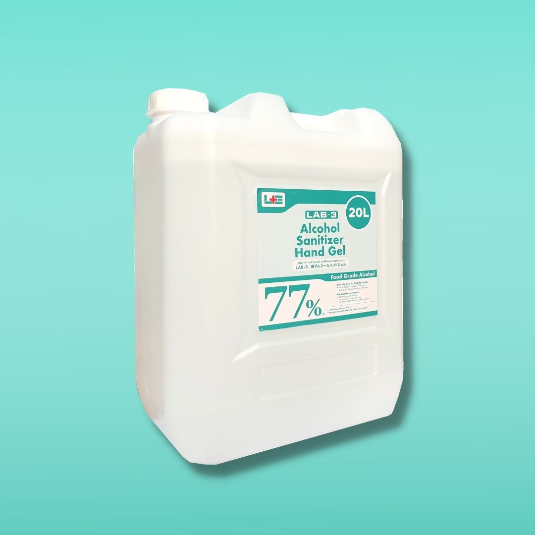 Lab3 แอลกอฮอล์ฆ่าเชื้อโรค ชนิดเจล (ฟู้ดเกรด) ขนาด 20 ลิตร /LAB-3 Alcohol Sanitizer Hand Gel (Food Grade) Size 20 Liter. ใส