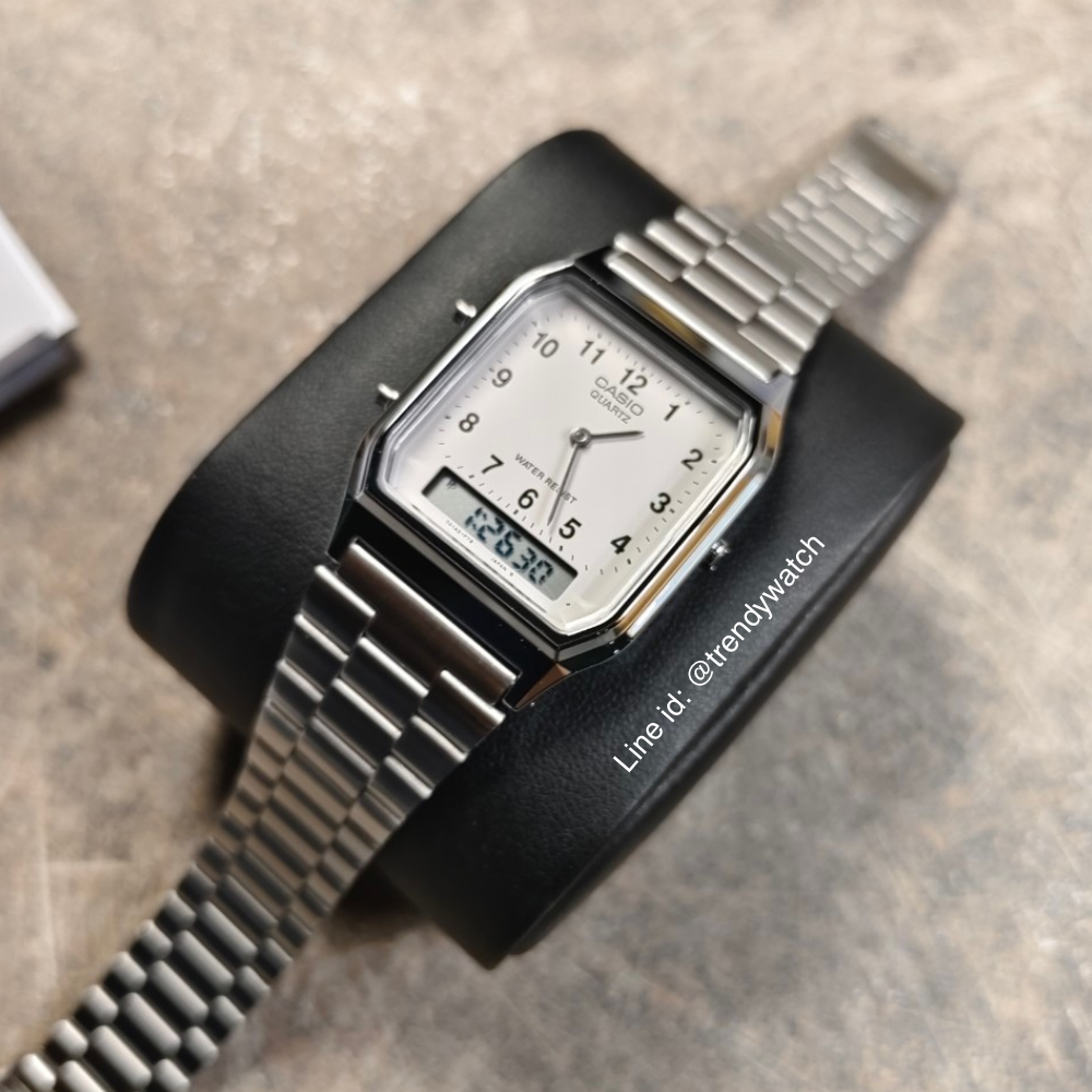 Casio Standard นาฬิกาข้อมือ ช/ญ (unisex) สายสแตนเลส รุ่น AQ-230A Sereis AQ-230A-1D AQ-230A-7D AQ-230A-7B