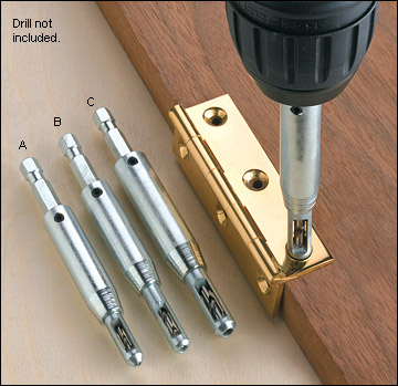 DC01 ดอกเจาะบานพับ ชุด 4 ตัว ขนาดต่อนิ้ว 5/64'' 7/64'' 9/64'' 11/64' ขนาดมิล 2mm 2.8mm 3.5mm 4.5mm