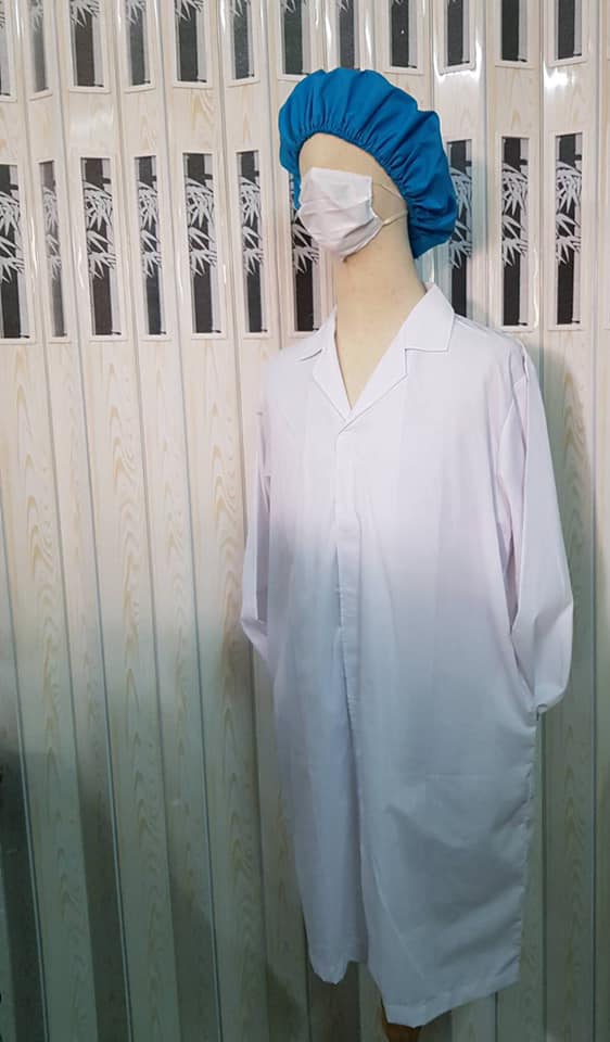 จำหน่ายเสื้อกาวน์ ตัวยาว ปลายแขนจั๊ม ติดเมจิกเทป ไม่มีกระเป๋า