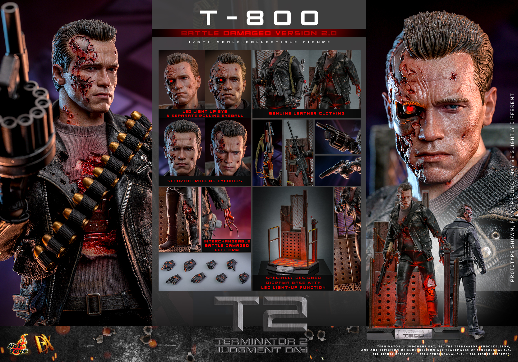 Hot Toys DX46 Terminator 2: Judgment Day - T-800 (Battle Damaged Version 2.0)