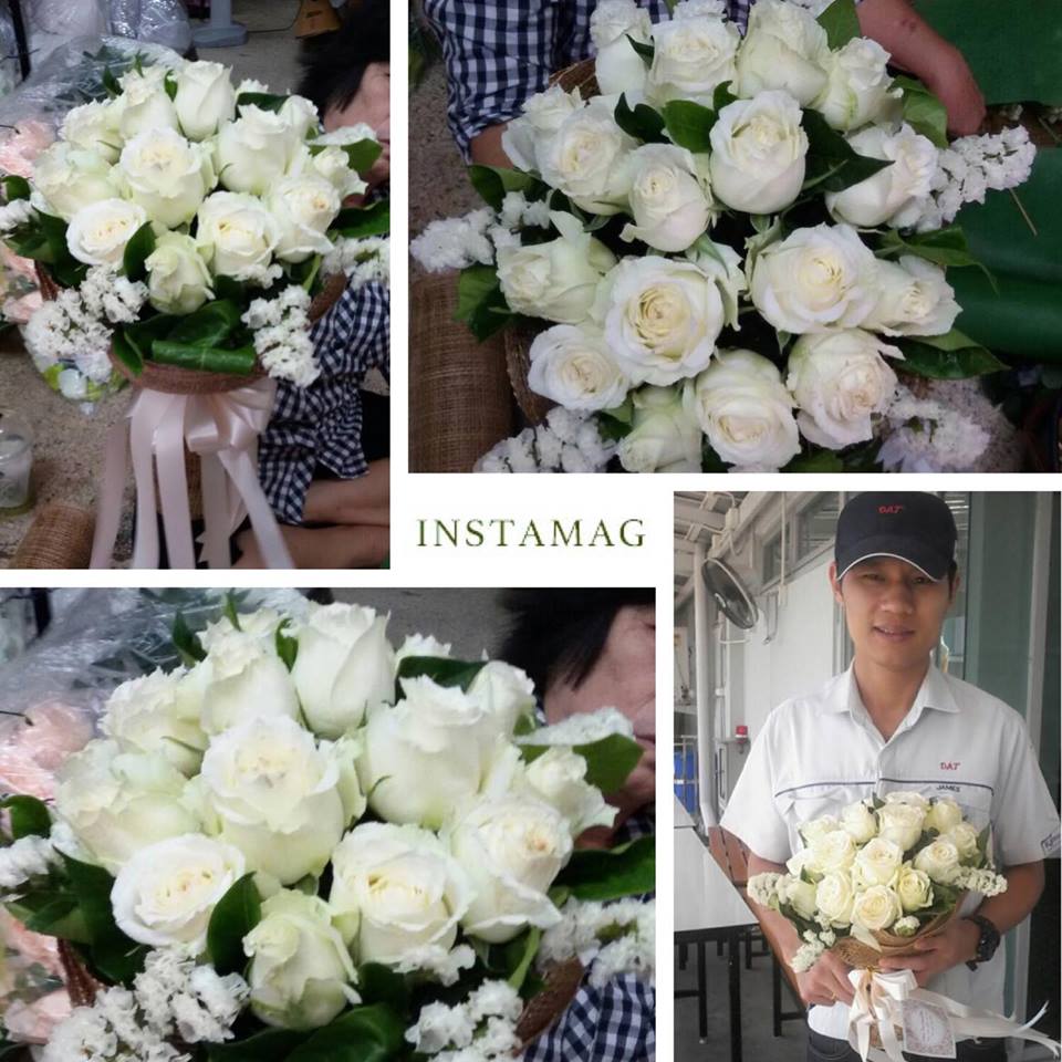 ช่อดอกกุหลาบ สีขาว