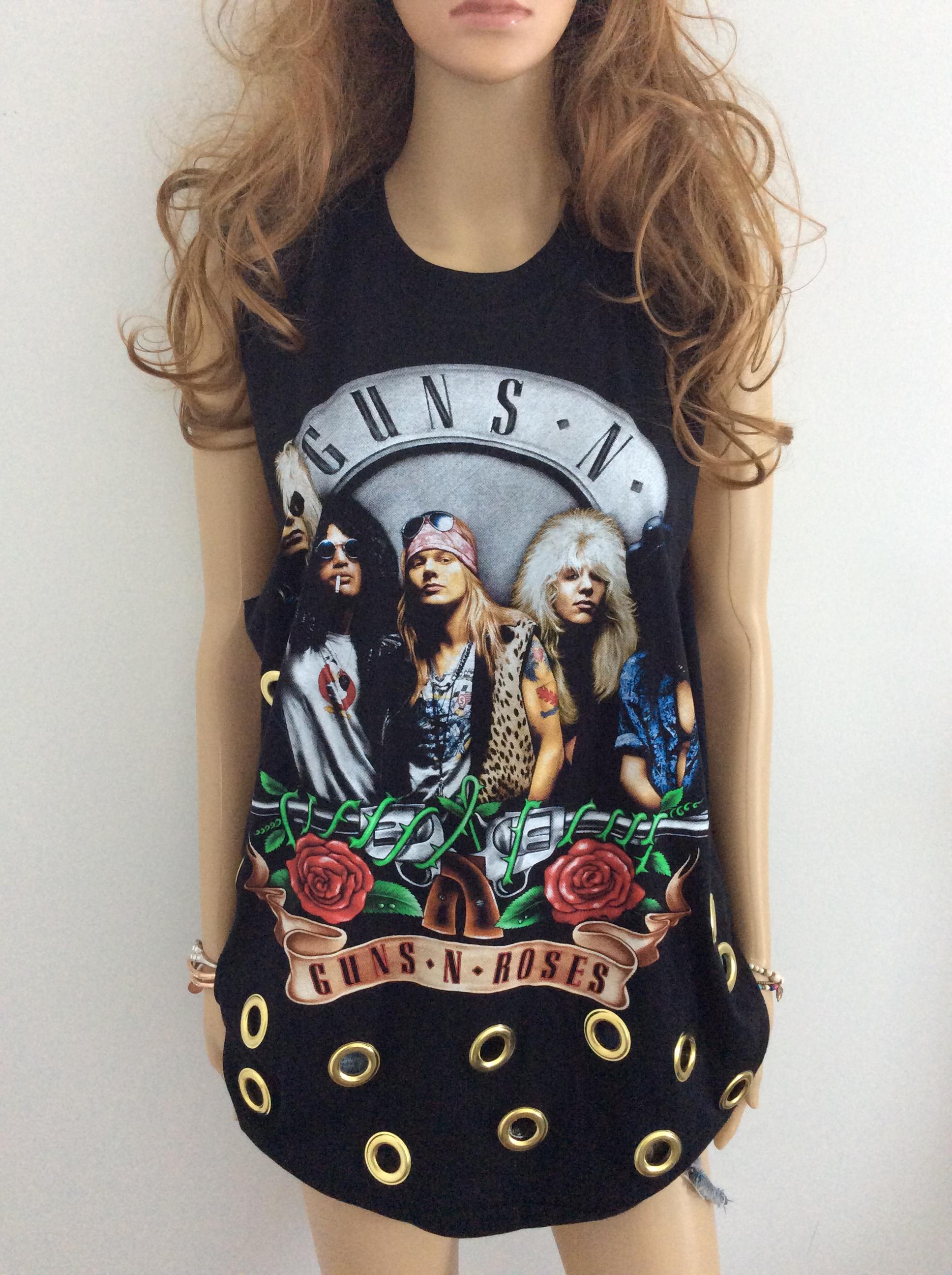 เสื้อวง guns rose 🥀 เสื้อยืดสีดำแขนกุดสกีน3D