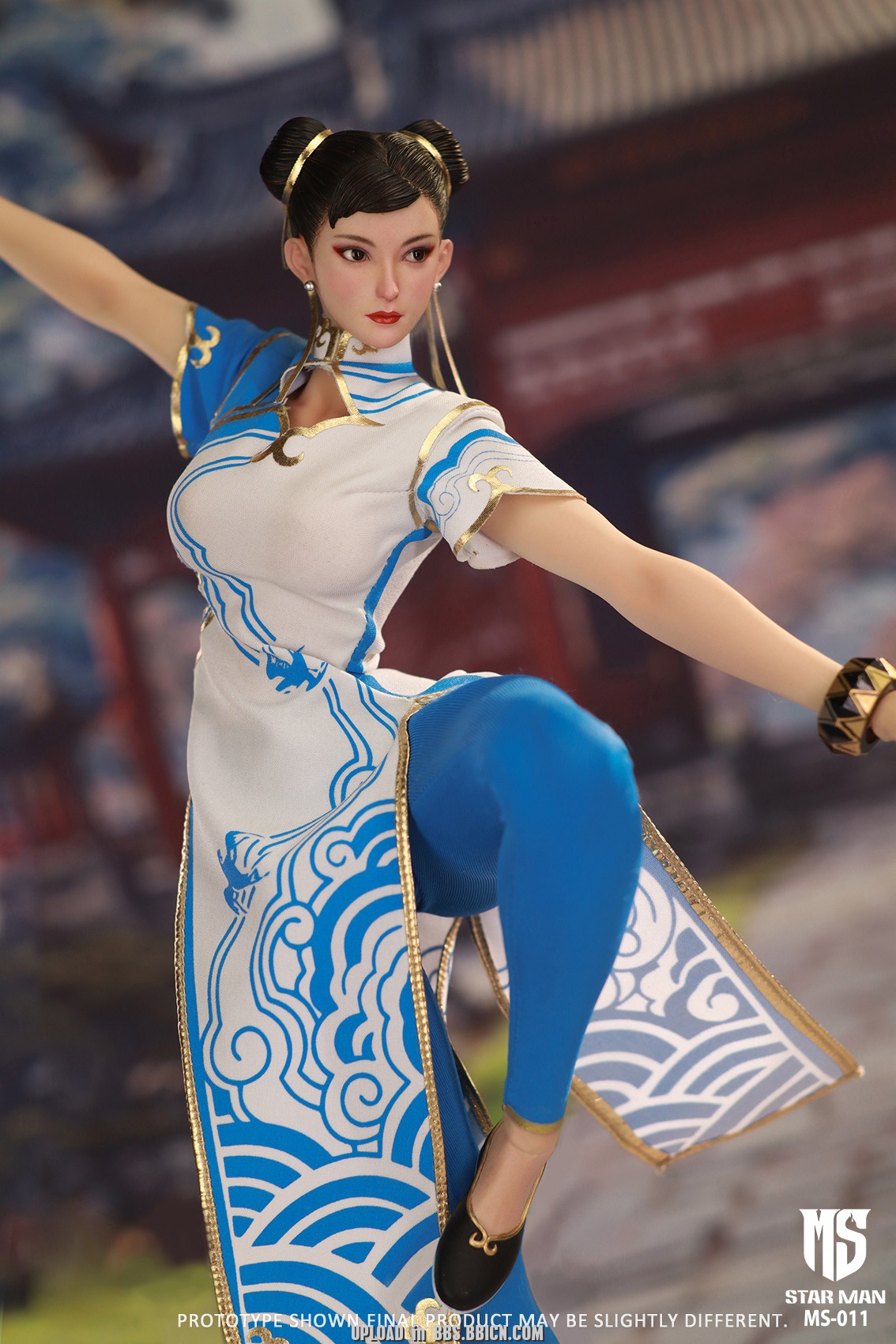 STAR MAN MS-011 Female Fighter Chun-li (Blue Cloud Patterned White Cheongsam Version)