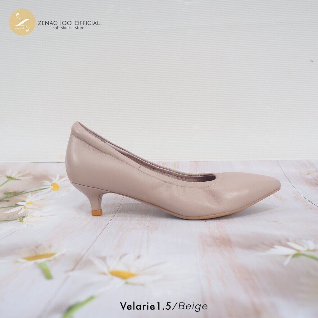 พร้อมส่ง ทรงเล็กบวก 1 ไซส์ เปลี่ยนไซส์ได้ ไม่รับคืน Zenachoo รุ่น Velarie1.5 สูง 1 นิ้วครึ่ง รองเท้าหนังแกะ คัทชูหัวแหลม