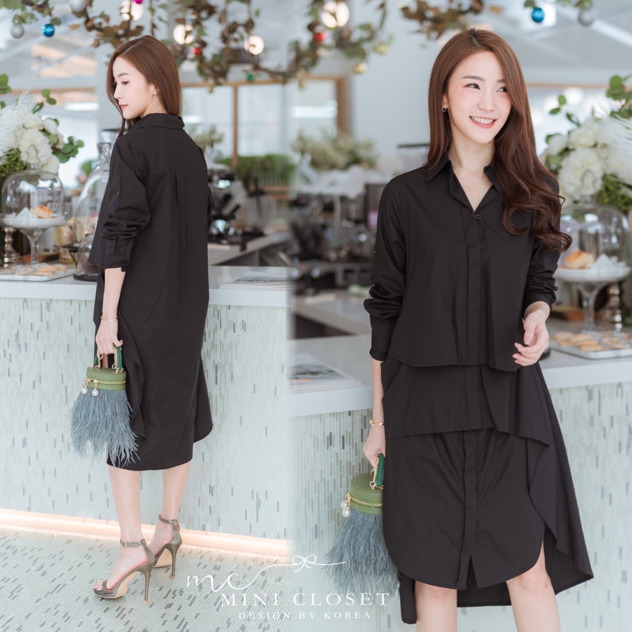 เดรสเชิ้ตแขนยาว เดรสทรงปล่อยใส่ได้ทุกโอกาส