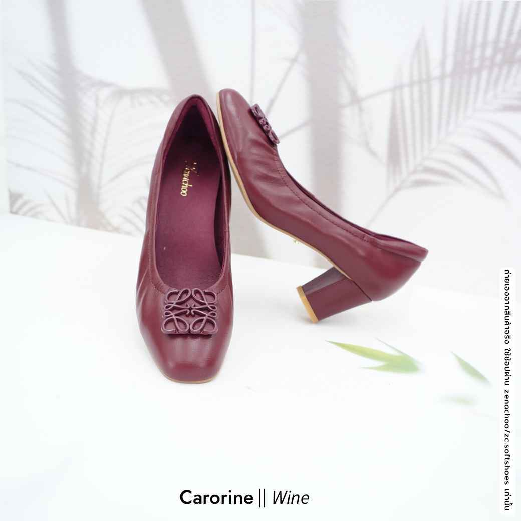 ทรงปกติ:เปลี่ยนไซส์ได้-ไม่รับคืน รุ่นขายดี Zenachoo Carorine สูง 2 นิ้ว รองเท้าหนังแกะแท้ หัวตัดหน้ากว้าง