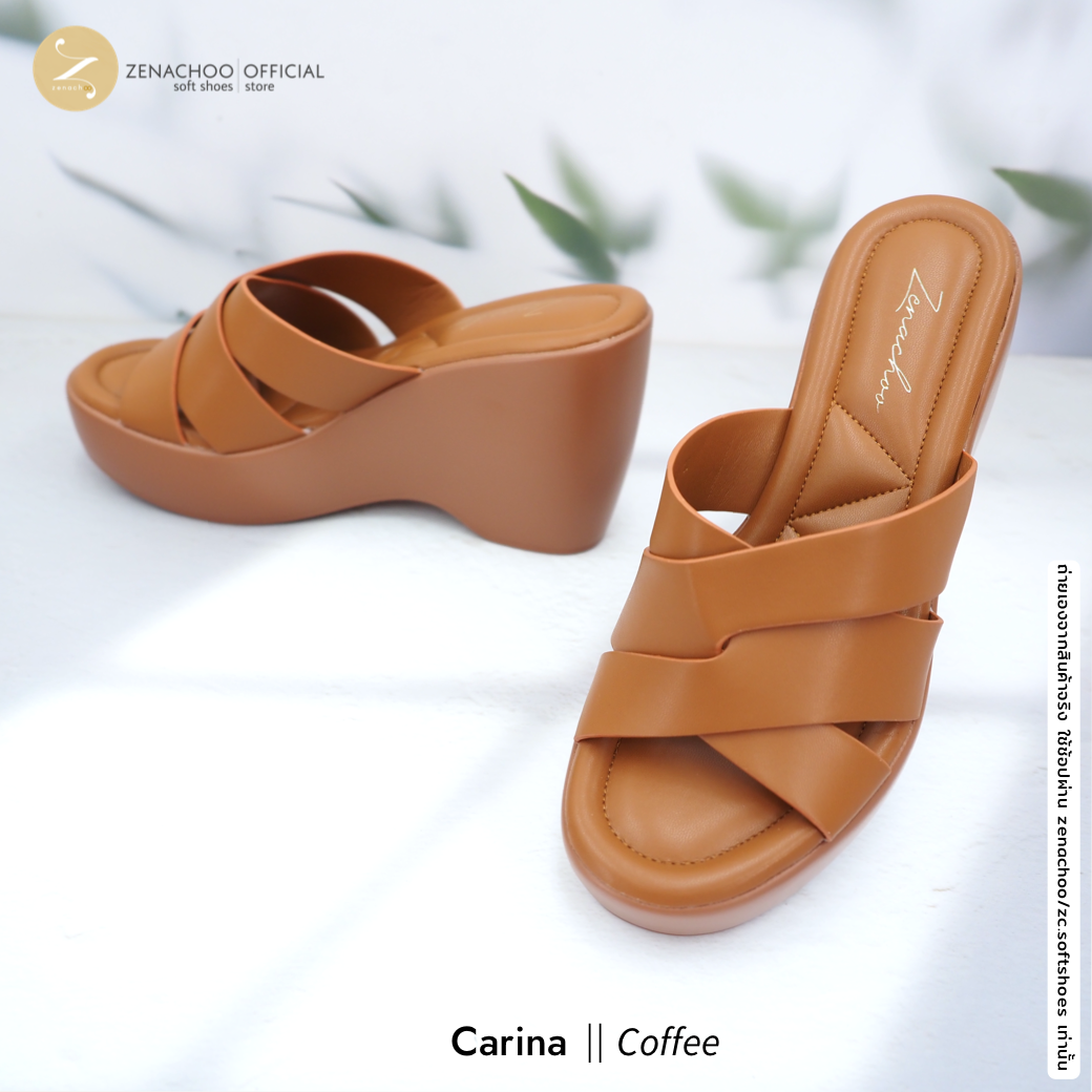 ทรงปกติ เปลี่ยนไซส์ได้-ไม่รับคืน ส้นเตารีด เสริมหน้า Zenachoo Carina สูง 3.5 นิ้ว รองเท้าหนัง สังเคราะห พื้นนิ่มมาก