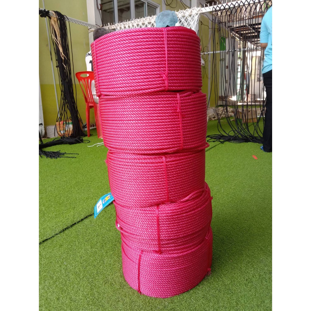 เชือกไนล่อนสีชมพู เกรดA ตราดาวเทียม ขนาด 4 มิล ยาว 200 เมตร