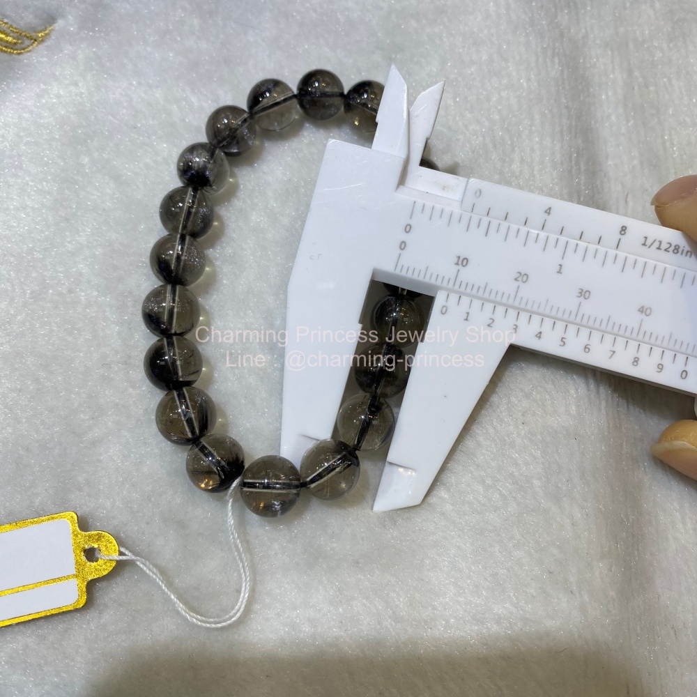 Black Phantom Quartz แฟนธ่อมควอตซ์สีดำ 10 mm *Rare Stone หินที่หายากมากๆ*