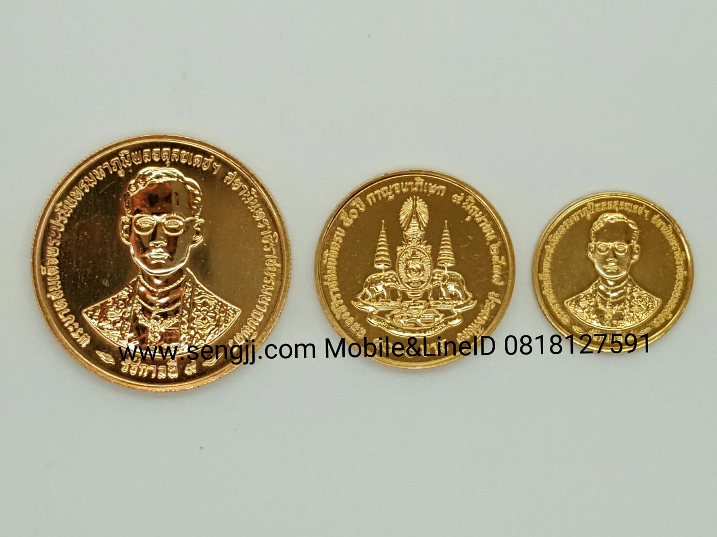 เหรียญกษาปณ์ทองคำที่ระลึก ครองราชย์ 50 ปี พ.ศ.2539 ครบชุด(3 เหรียญ ใหญ่-กลาง-เล็ก)