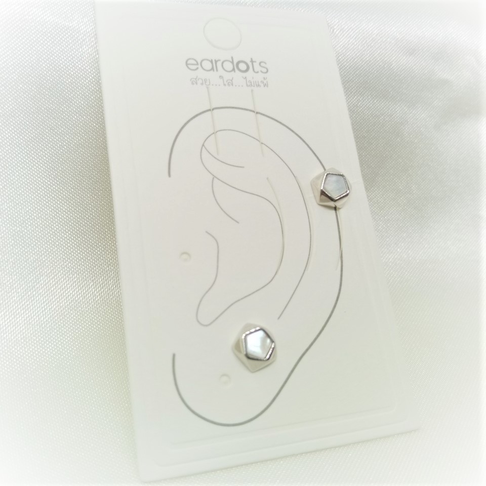 ต่างหูสำหรับผิวแพ้ง่าย จิวเงินแท้ 92.5% ก้านมาตรฐาน แบบขันน็อต Shelly HerS_ES679B