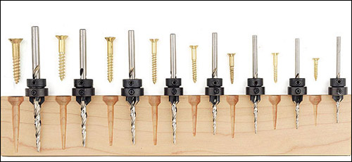 DT03 ดอกเจาะไม้พร้อมเทเปอร์สำหรับฝังหลบหัวสกรูในเนื้อไม้ ชุด 7 ดอก ประกอบด้วย แหวนกะระยะ ควาามลึกเทเปอร์ ปลอกคว้านเทเปอร์ รวม 22 ชิ้น ถอดประกอบได้ทุกชิ้น