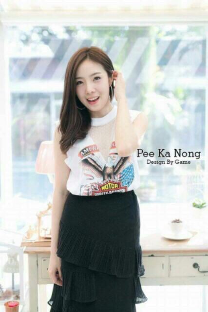 เสื้อยืดแขนกุดลายนกอินทรี คอซีทรูเก๋ๆน่ารัก