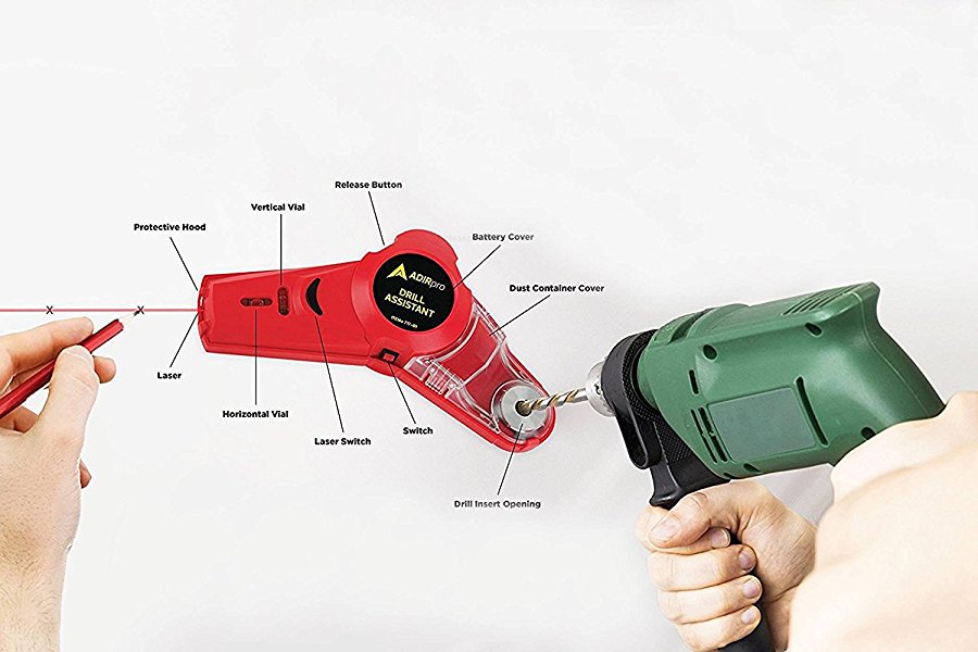 ES05 ระดับน้ำ เลเซอร์ + ที่ดักฝุ่นสว่าน+ ไกด์นำเจาะผนัง 3 in 1 ในตัวเดียว สินค้า USA ยอดนิยม