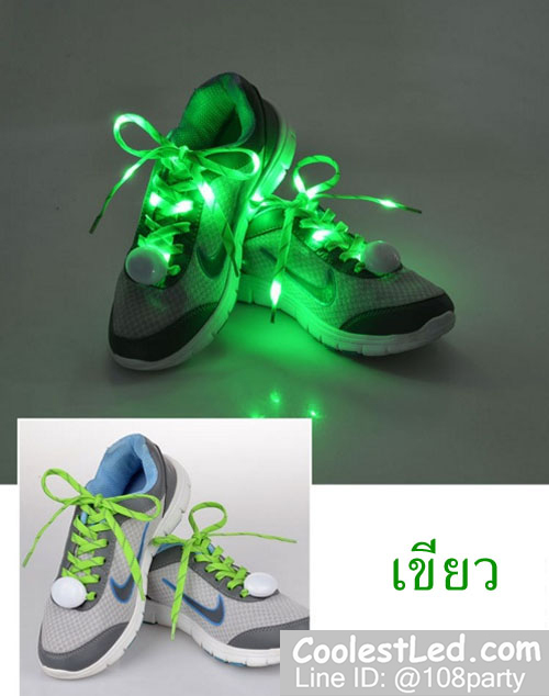 เชือกรองเท้าไนล่อนเรืองแสง มีไฟ Led กระพริบ แบบสีเดียว ทำจากเชือกรองเท้าไนล่อน