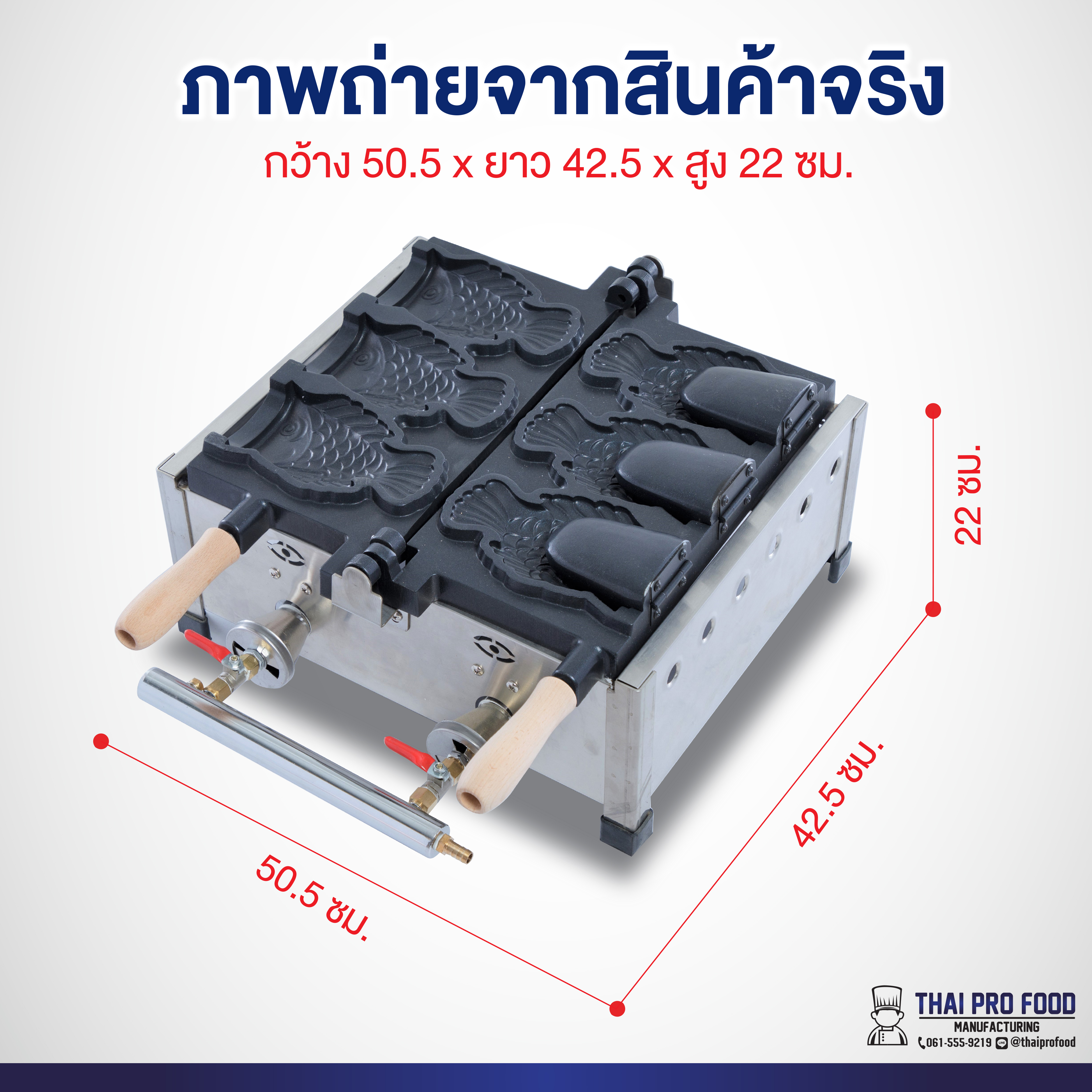 เตาทำขนมไทยากิ (ปลาอ้าปาก) 6 ช่อง/3ตัว