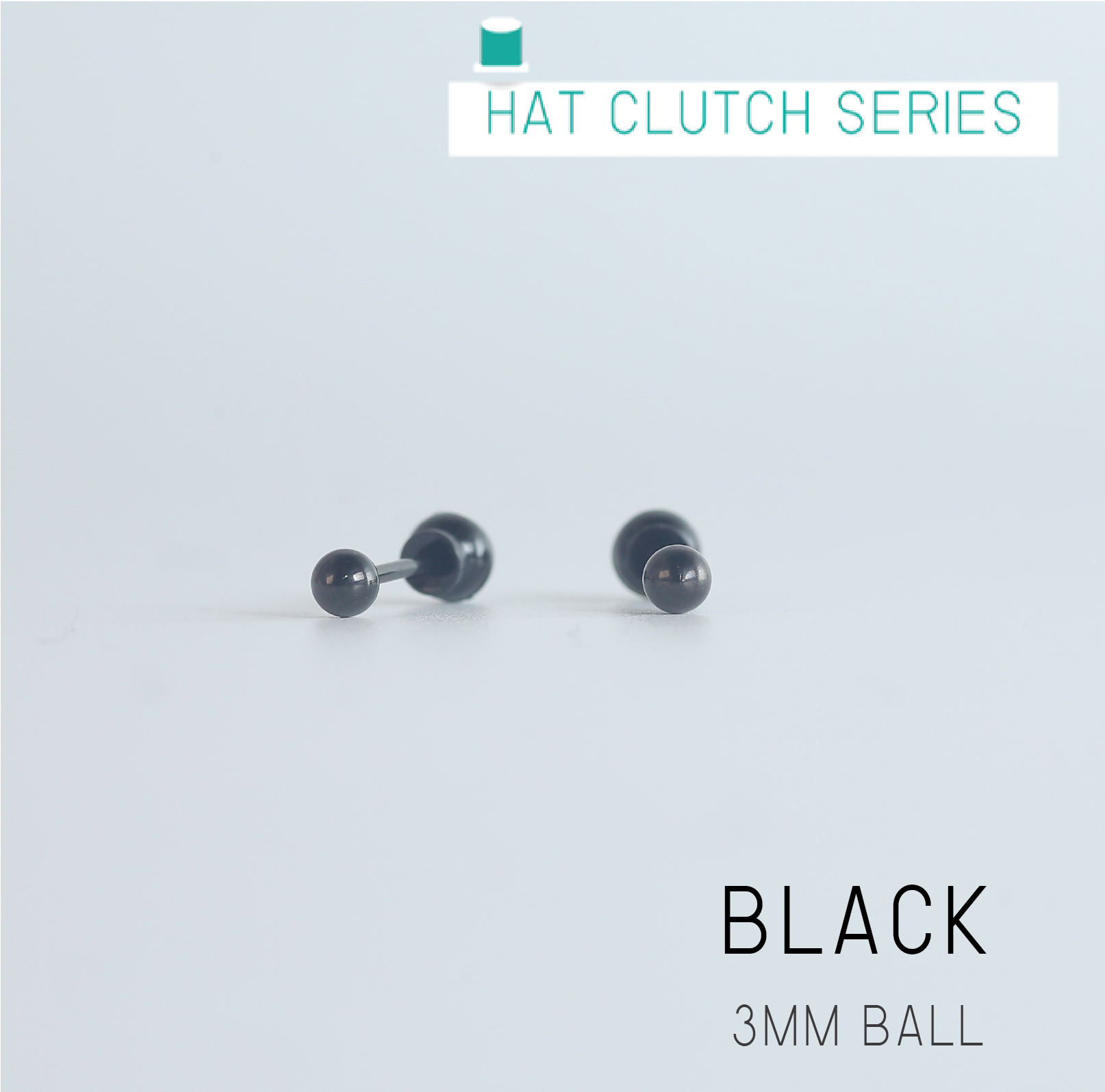(สำหรับเจาะ)Black 3 mm ต่างหูสำหรับผิวแพ้ง่ายแป้นตัน สแตนเลสเกรดการแพทย์ ปลอดภัย 100% _H2412