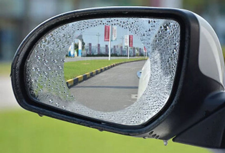 F01C ฟิล์มติดกระจกมองข้างกันน้ำ กันหมอก นาโนฟิล์ม ทรงกลม ขนาด 9.5cm X 9.5 cm ชุด 2 ชิ้น