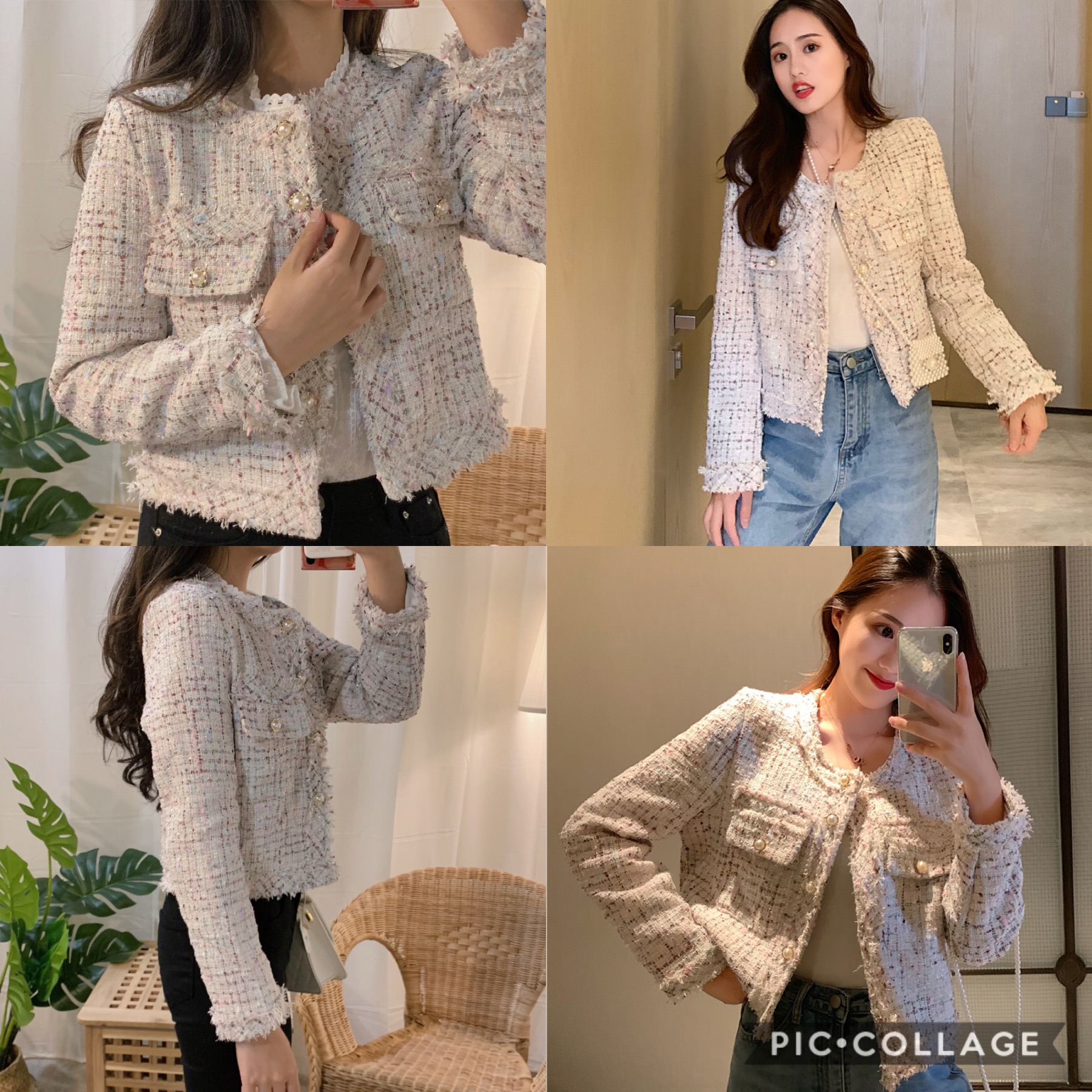 Blazer tweed เสื้อคลุมผ้าทวีตChanel สไตล์เกาหลี