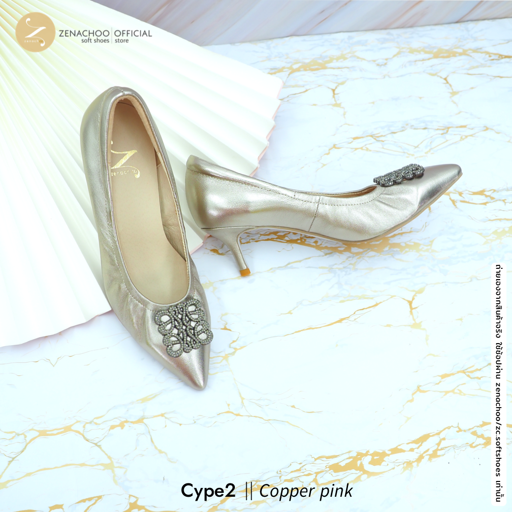 ทรงขายดี ใส่แล้วเท้าเพรียว ทรงปกติ เปลี่ยนไซส์ได้-ไม่รับคืน Zenachoo Cype2 สูง 2 นิ้ว รองเท้าหนังแกะแท้ ใส่สบายมาก