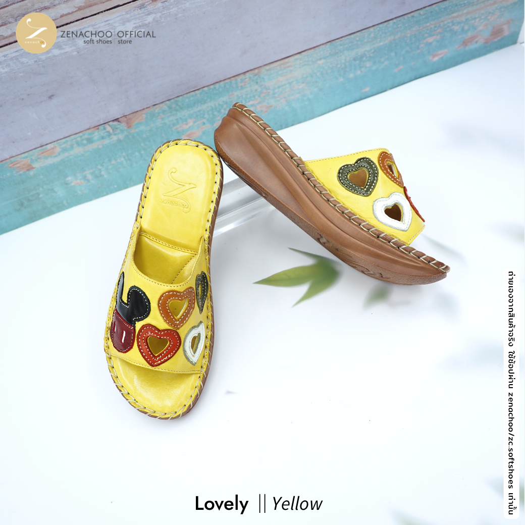 ทรงปกติ เปลี่ยนไซส์ได้-ไม่รับคืน Zenachoo รองเท้าสุขภาพ รุ่น Lovely สูง 1.5 นิ้วหนังแท้ รุ่นขายดี