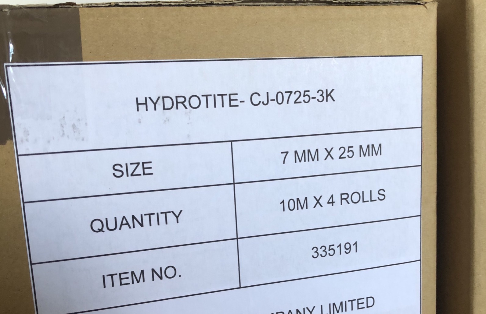 HYDROTITE CJ0725-3K Modified Chloroprene Rubber (40 เมตร)