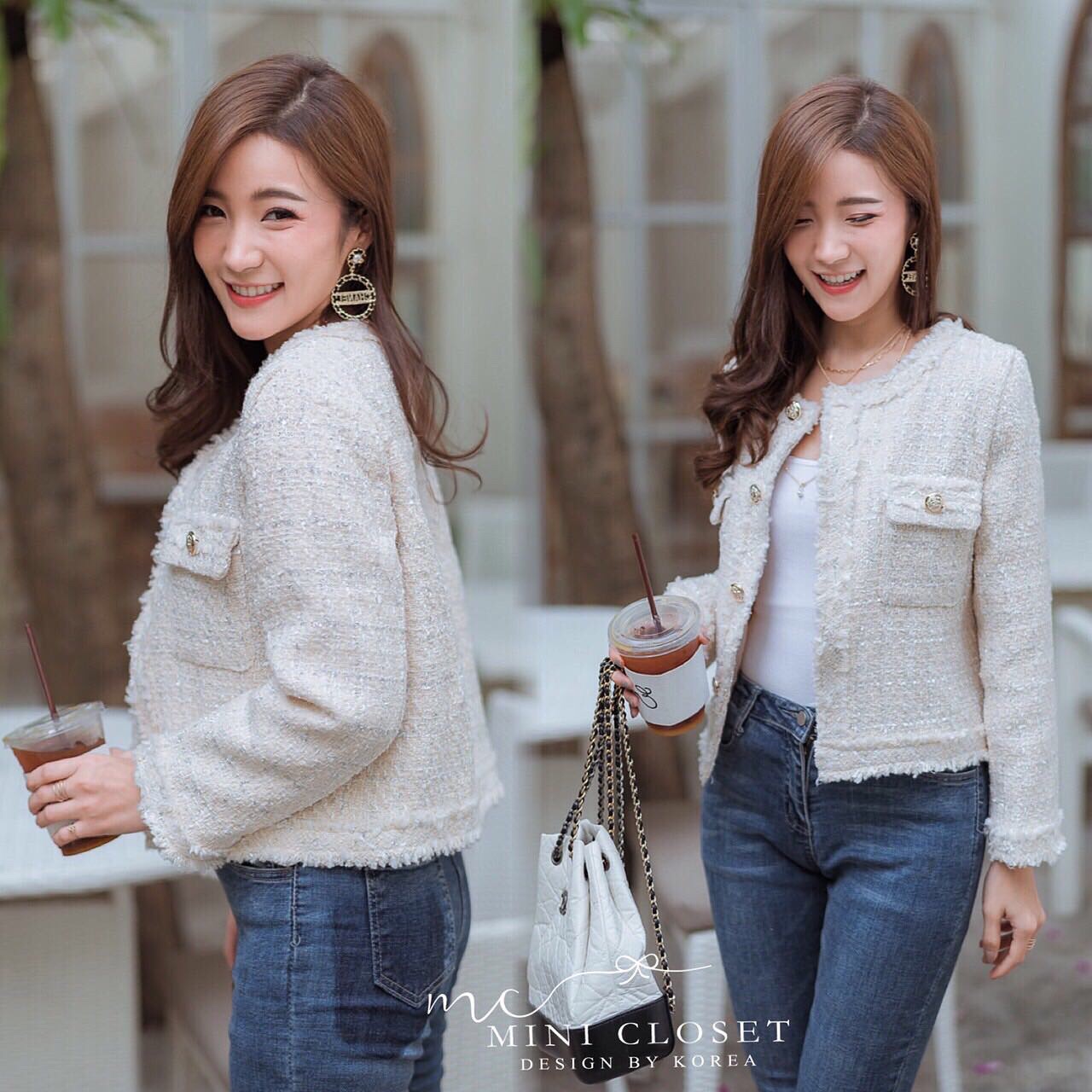 เสื้อคลุมผ้าทวิต เสื้อทวีตชาแนลสไตล์เกาหลี เสื้อทวิตรุ่นใหม่ขายดีมากกกก