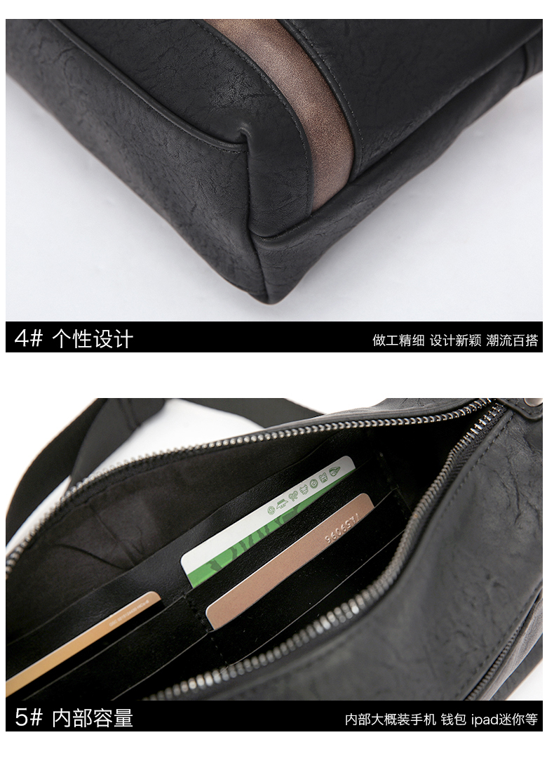พร้อมส่ง กระเป๋าผ้าสะพายข้างผู้ชาย-ผู้หญิงใบใหญ่ แฟขั่นเกาหลี รหัส Man-YH2033 สีดำ 1 ใบ