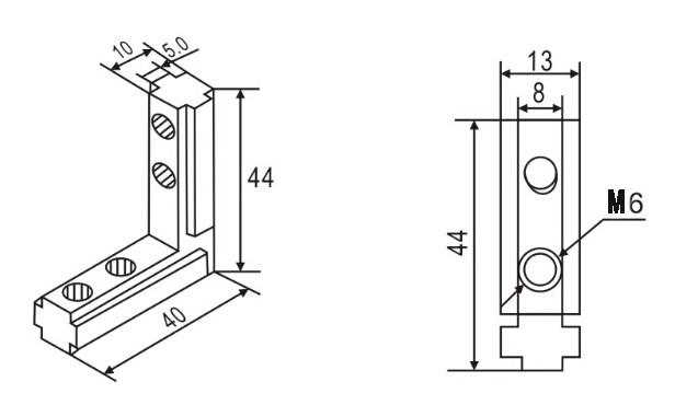 Inner Bracket M6 สำหรับอลูมิเนียมโปรไฟล์ Series 40 พร้อมตัวหนอน 4 ตัว