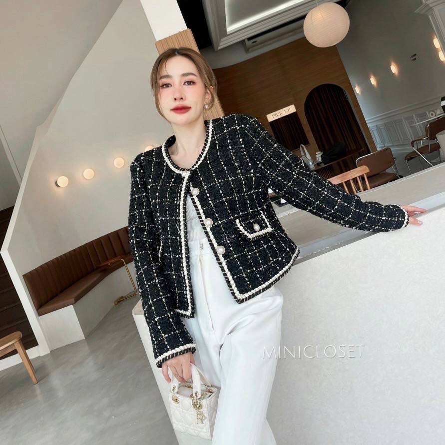 เสื้อทวีตแขนยาว เสื้อคลุมผ้าทวิต