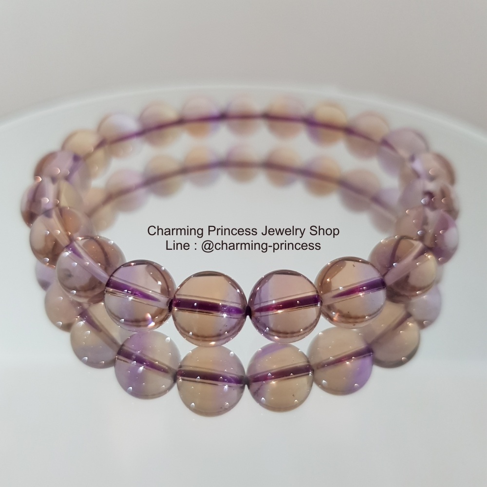 Ametrine อเมทริน 9-9.5 มม AAA+ คุณภาพงานจิวเวร์รี่ เนื่อใส เสริมความเจริญรุ่งเรืองมั่งคั่ง ลดความเครียด ผ่อนคลาย ปกป้องคุ้มครอง