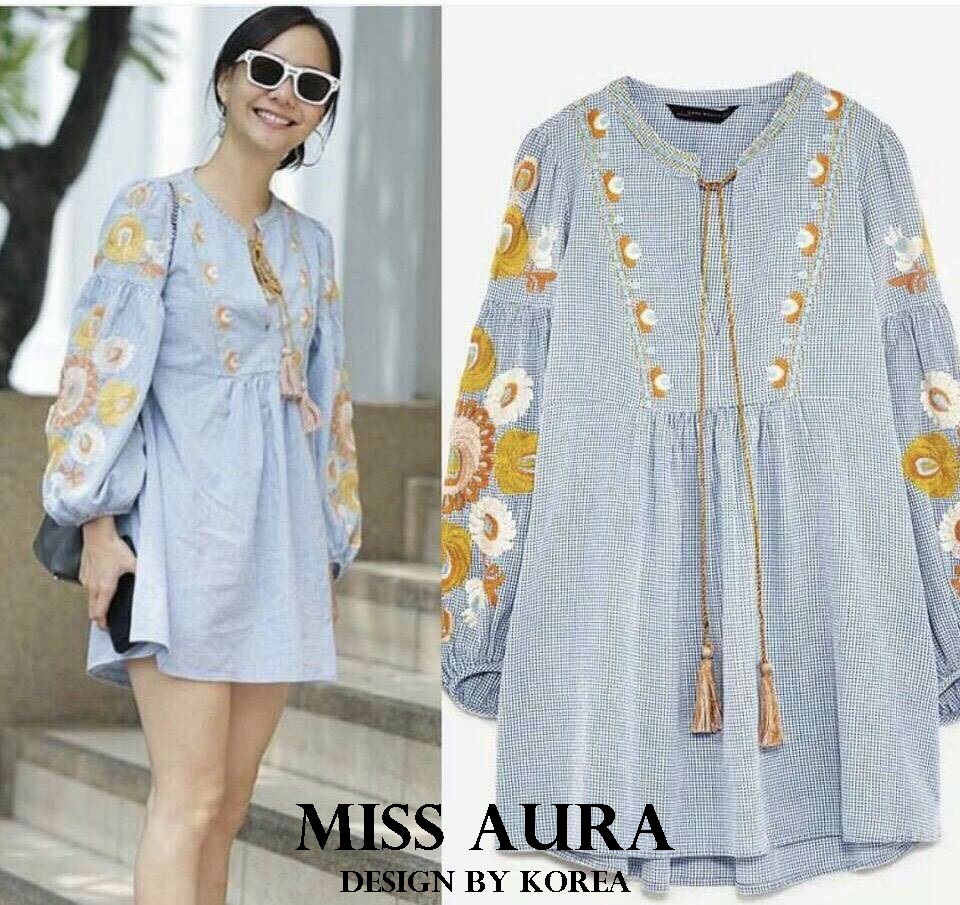 minidress ZARA งานปักอย่างดี สไตล์โบฮีเมียน แบบคุณเต้ยใส่เป๊ะค่ะ งานสวย น่ารัก ใส่ตัวเดียวจบ ผ้าดีมาก