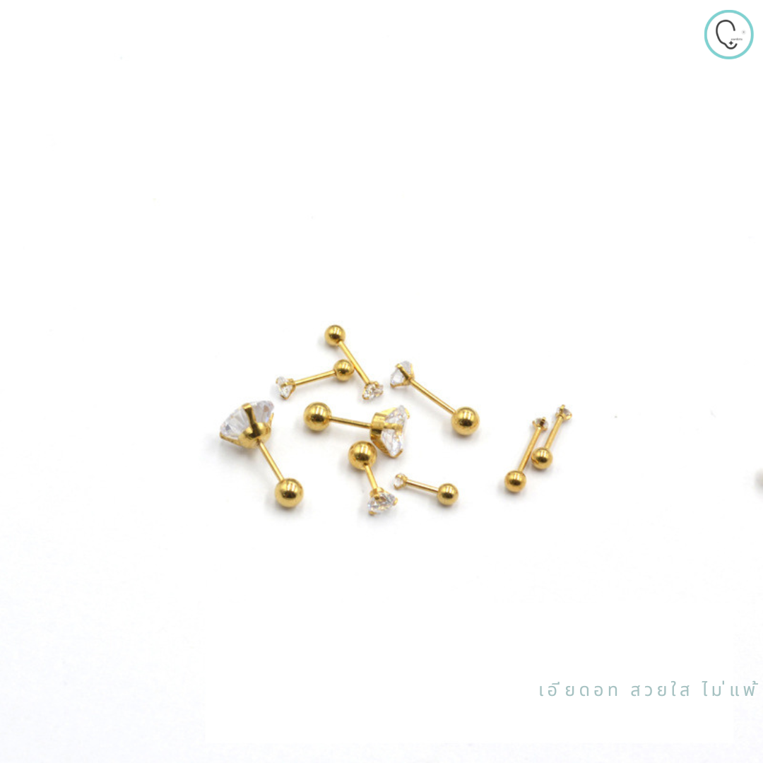 “เช็คสินค้าทัก line ก่อนโอนนะคะ”ต่างหูสำหรับผิวแพ้ง่าย Classic จิวขันน็อตขนาดก้านปกติ ราคา/คู่_ETC20(พร้อมส่งสีเงิน)