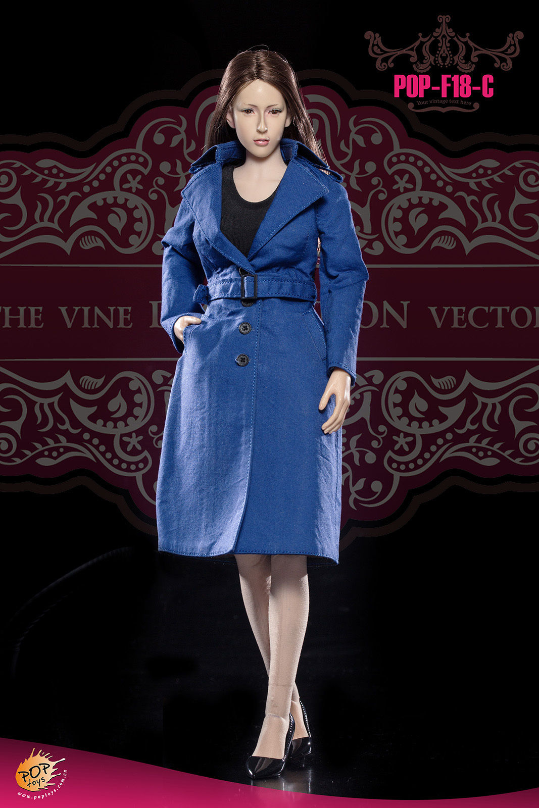 POPTOYS F18C The British Women's Windbreaker Suit ชุดคลุมสีน้ำเงิน