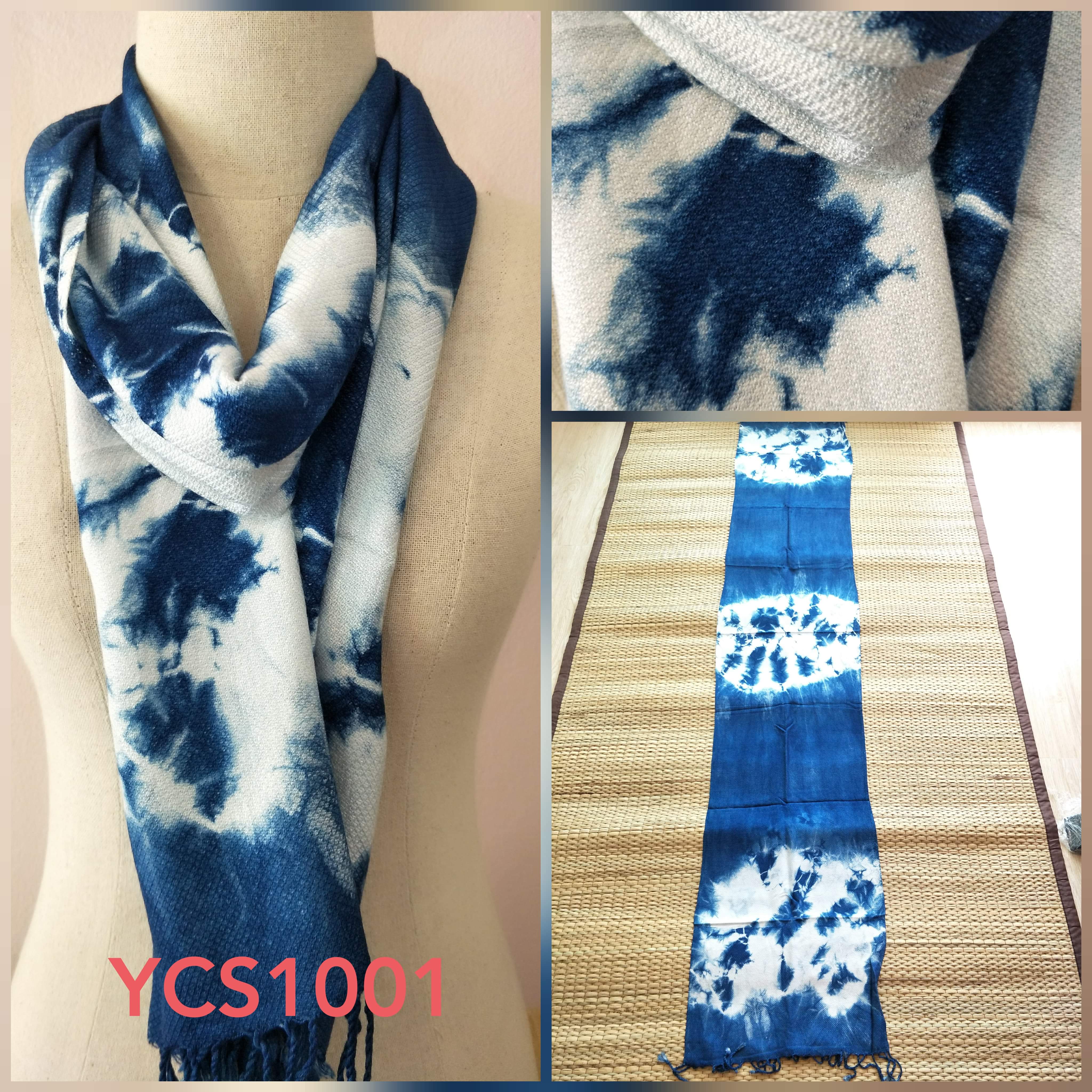 ผ้าพันคอย้อมคราม ออร์แกนิค ทอมือ Thai Indigo Hand-woven Shawls