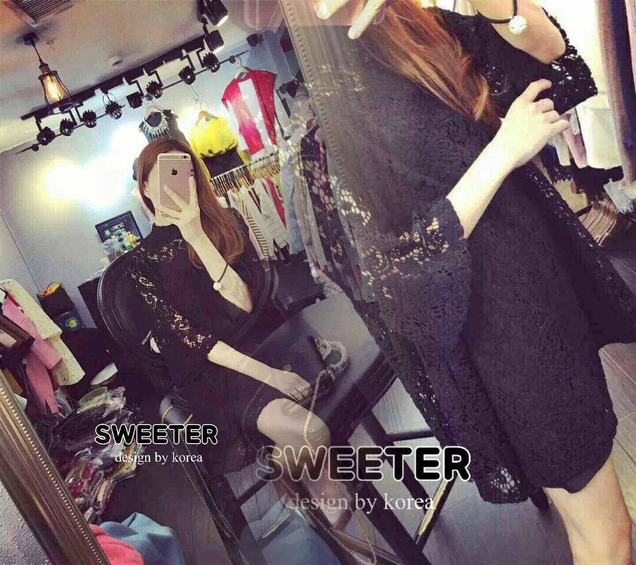 มินิเดรสลูกไม้ลายฉลุเนื้อขนฟูนุ่ม ผ้าเก๋มาก แพลทเทิ่ลทรงเอ คอตั้งสวยหรู มาพร้อมซับสายเดี่ยวแยกชิ้น สาวๆ ห้ามพลาดนะค่ะ