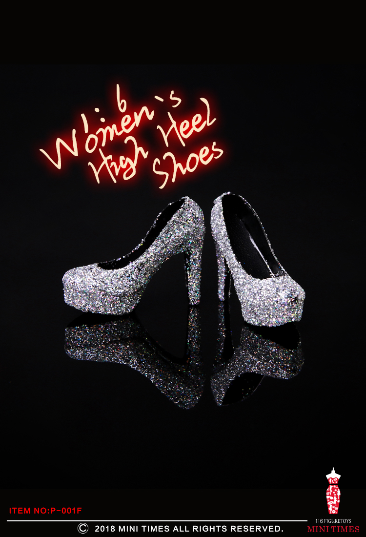 Mini Times toys P-001 Sequined gold silk crystal high heels