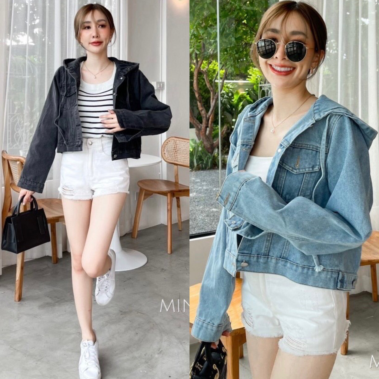 เสื้อยีนส์มีฮู้ด แจ็คเก็ตยีนส์ผู้หญิง
