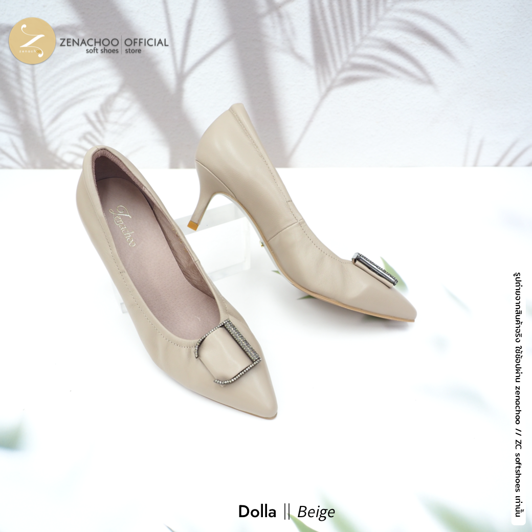ทรงปกติเปลี่ยนไซส์ได้-ไม่รับคืน ทรงขายดี Zenachoo รุ่น Dolla สูง 2 นิ้ว รองเท้าหนังแกะแท้ หนังนิ่ม พื้นนุ่ม