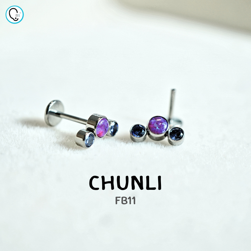 ต่างหูไทเทเนียม 100% แป้นแบนขันน็อต สำหรับผิวแพ้ง่าย ใส่สบายเรียบหลังหู รหัส FB (ราคา/ข้าง)