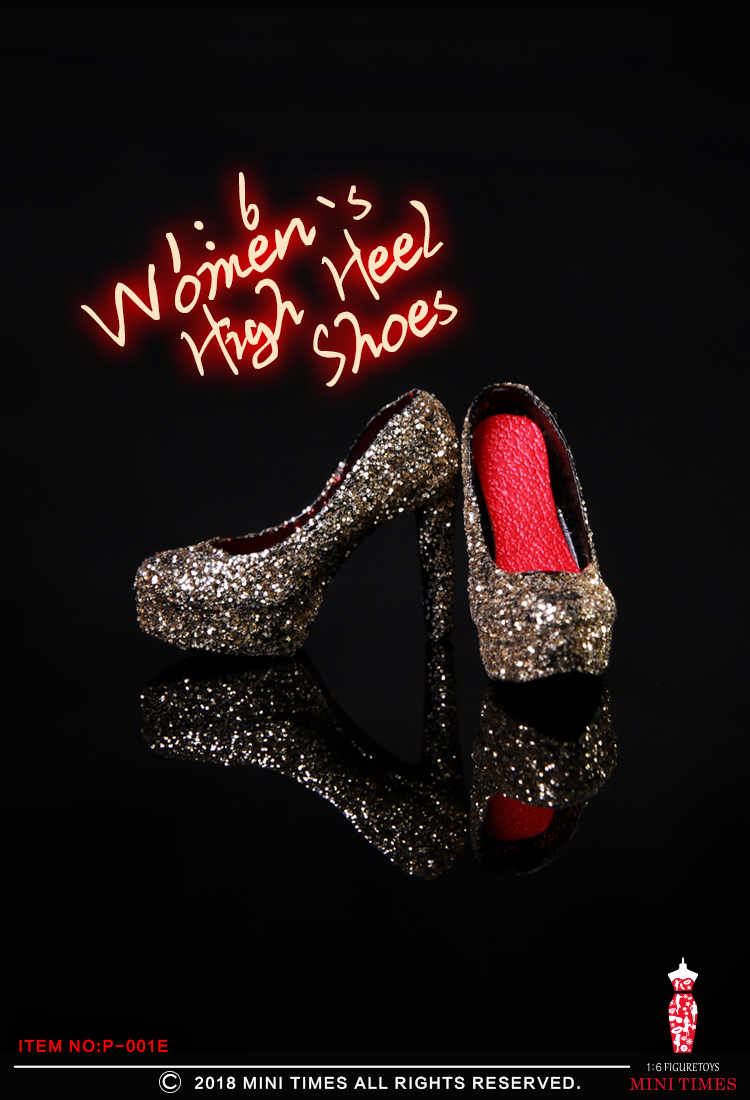 Mini Times toys P-001 Sequined gold silk crystal high heels