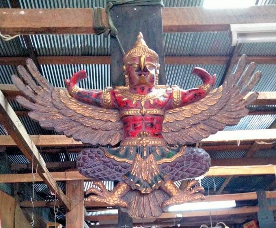 พญาครุฑไม้สัก ขนาด110ซม ครุฑไม้แกะ