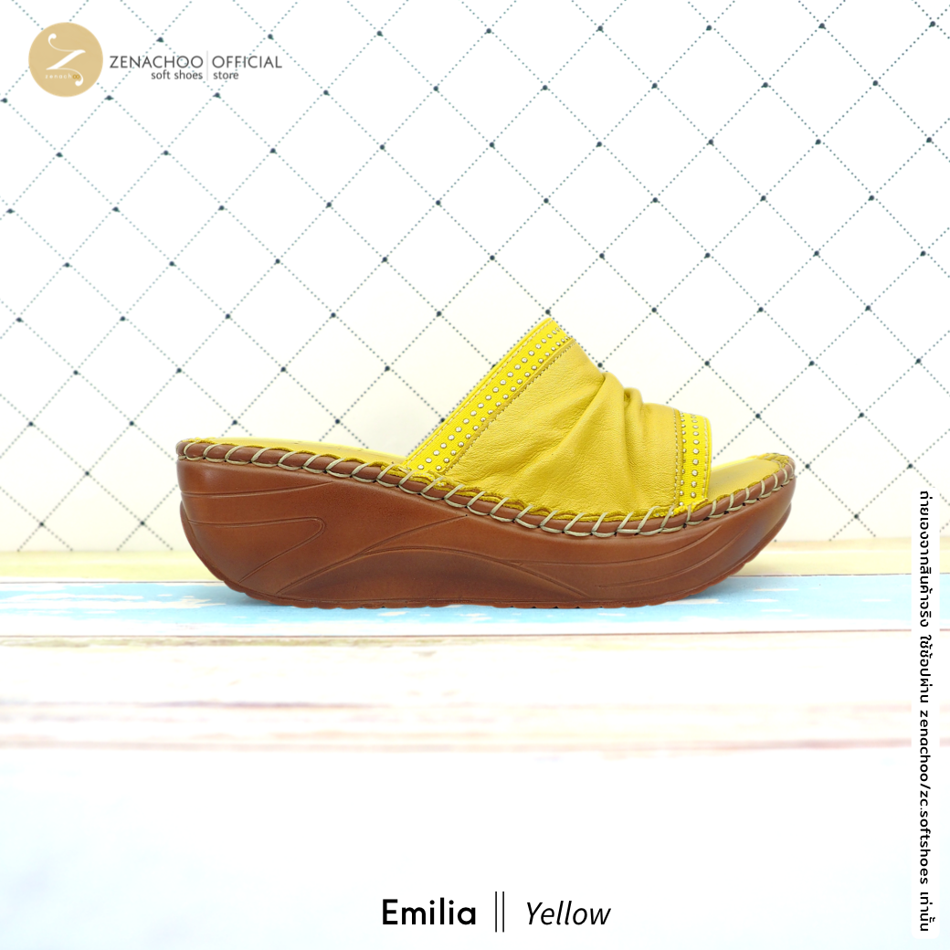 ทรงปกติ เปลี่ยนไซส์ได้ ไม่รับคืน Zenachoo รองเท้าสุขภาพ รุ่น Emilia สูง 2 นิ้วหนังแท้ รุ่นขายดี