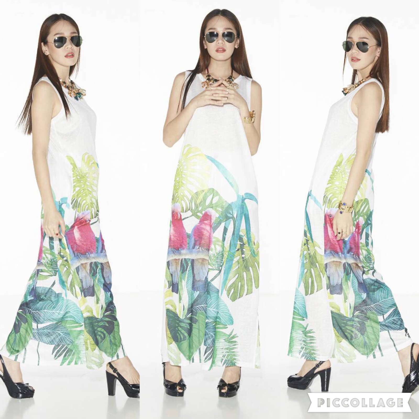 เดรสตัวยาวทรงหรู ปริ้นลายนกคู่ ลายนี้เป็นSignature ของNaked เลยนะคะใส่ได้หลายโอกาสแนะนำค่ะ
