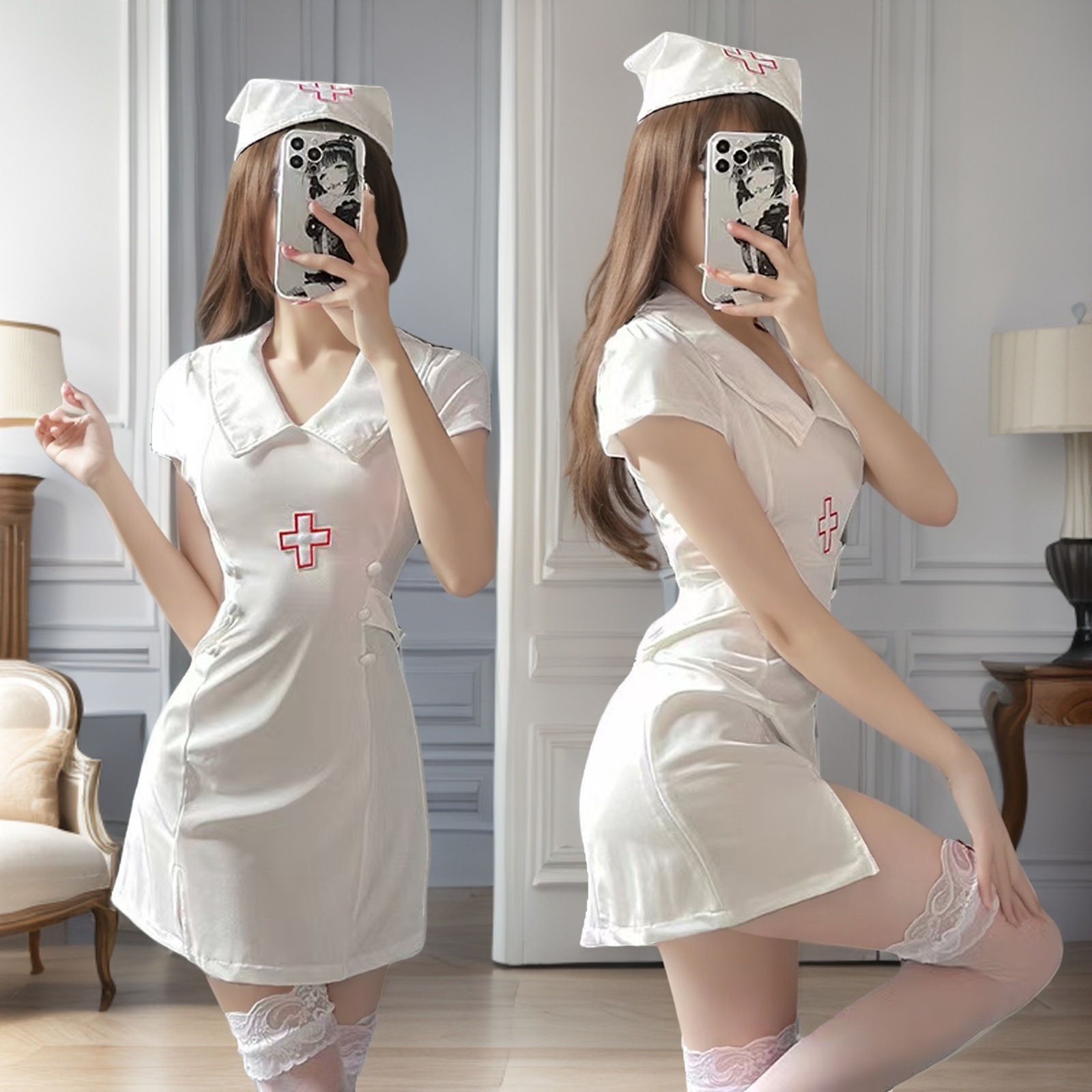 NURSE119 ชุดพยาบาลแบบเดรสผ้านิ่มยืด งานน่ารักๆค่ะ