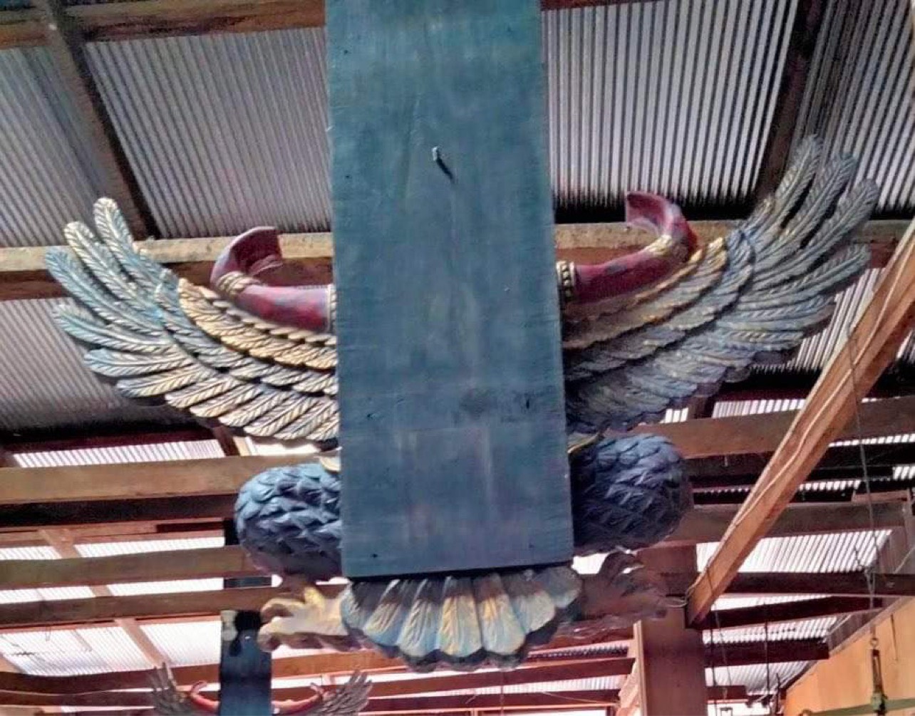 ครุฑไม้สัก ขนาด1เมตร องค์ใหญ่ ครุฑไม้แกะสลัก